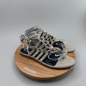 Rebecca Minkoff Gladiator Sandals 9.5 Grey Suede Lace Up Boho Festival Chic